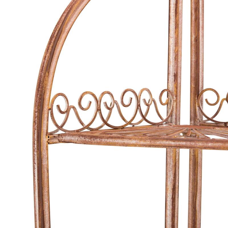 SAFAVIEH Shyla Victorian Wrought Iron 4-Tier Outdoor Corner Shelf - 14 In. W x 14 In. D x 60 In. H - 14Wx14Dx60H
