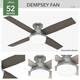 Hunter 52" Dempsey Flush Mount Ceiling Fan w/ LED Light Kit and Handheld Remote