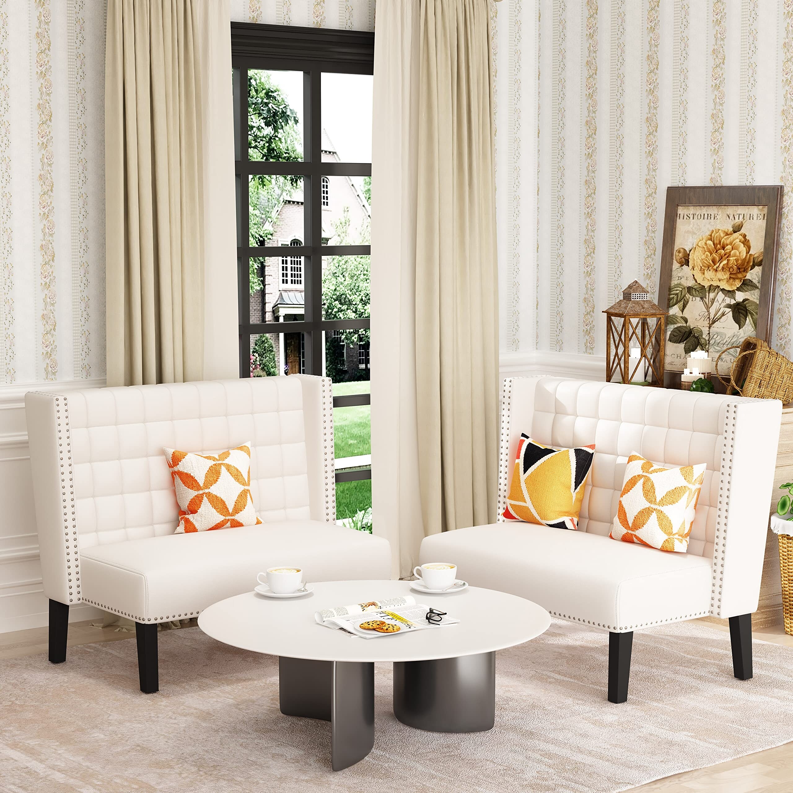 Settee couch Modern Loveseat Settee Bench Sofa 2 Seat Sofa Couch Tufted Love Seat Dining Bench with Nail Head for Living Room On Sale Bed Bath Beyond 36032702