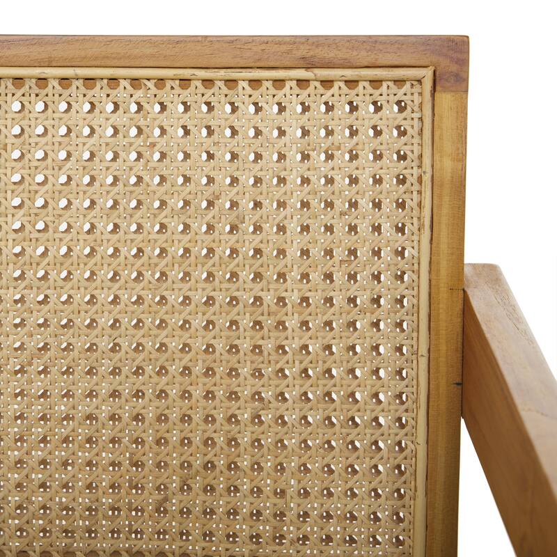 Teak Wood Handmade Accent Chair with Woven Cane Seat - Black or Brown - Roche River Decor