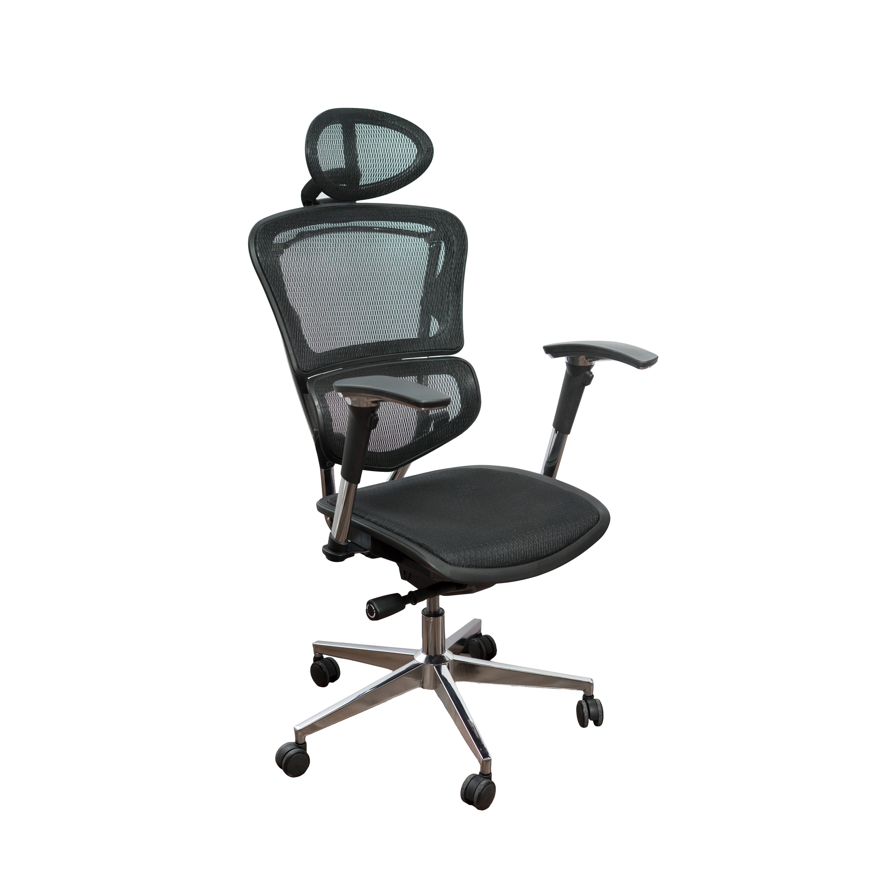ErgoMax Ergonomic Black Mesh Adjustable Executive Office Swivel Chair w High Back Headrest 52