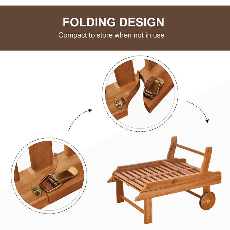 Outsunny Teak Outdoor Folding Chaise Lounge Chair