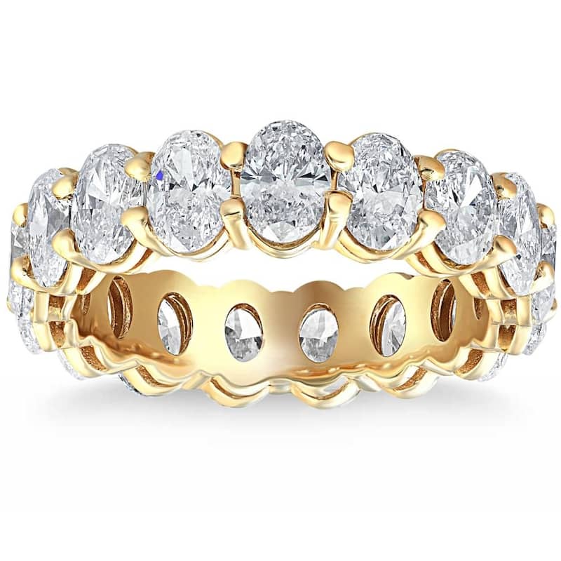 Bliss Diamond 6 Ct TW Oval Cut Moissanite Eternity Ring Yellow Gold Womens Wedding Band - 6.5
