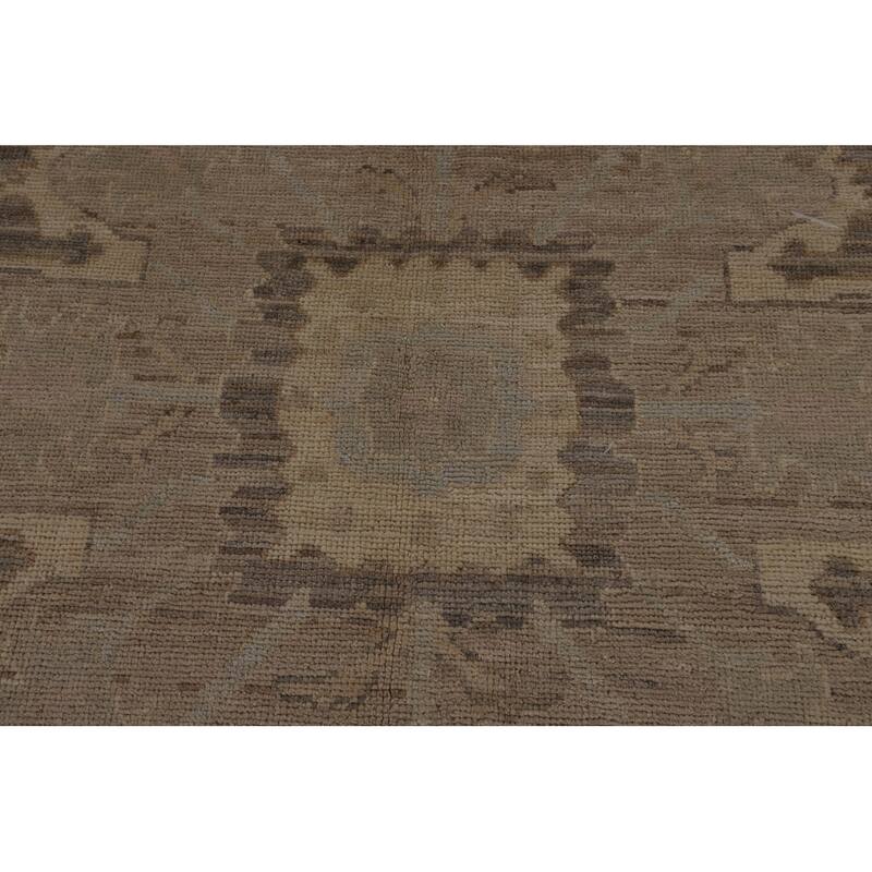 Vegetable Dye Beige Oushak Turkish Area Rug Handmade Wool Carpet - 8'11"x 12'3"