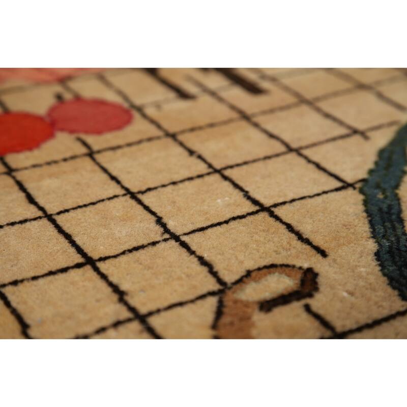 Pre-1900 Antique Pictorial Kashan Persian Rug Hand-Knotted Wool Carpet - 4'3"x 7'0"