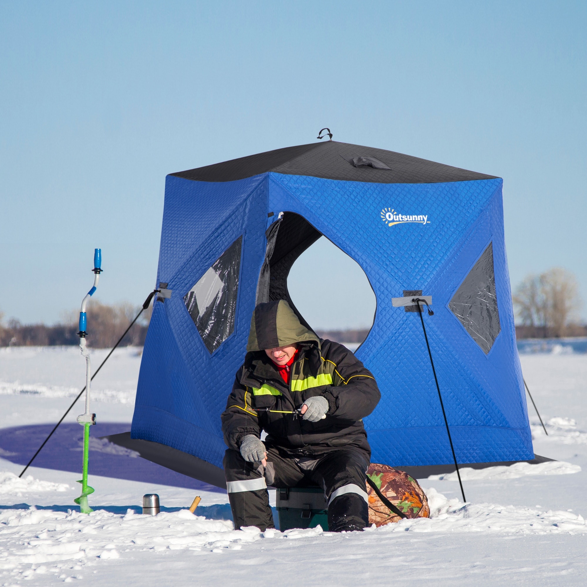 Outsunny 2 Person Insulated Ice Fishing Shelter Pop Up Portable Ice Fishing Tent N A Bed Bath Beyond 36501903