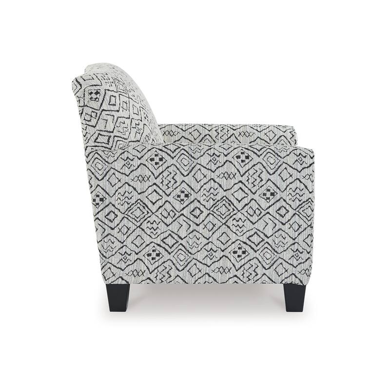 Heena Accent Chair, Cream, Black Polyester, Geometric Design, Black Wood