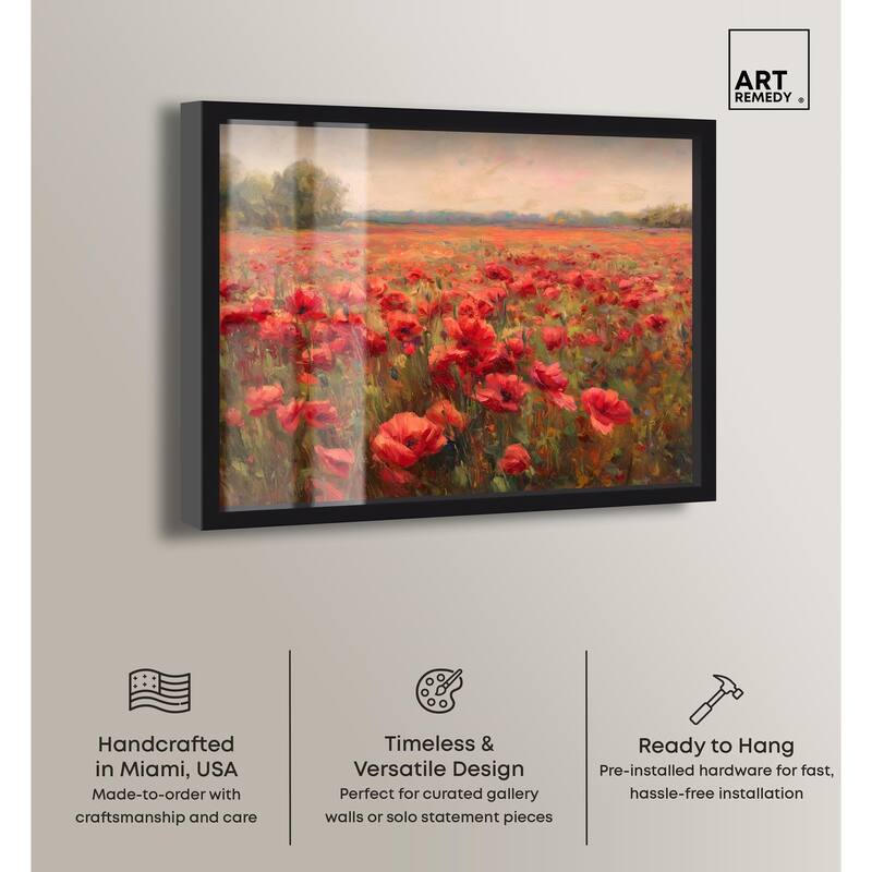 Sea of Red Poppies II Shadowbox by Art Remedy