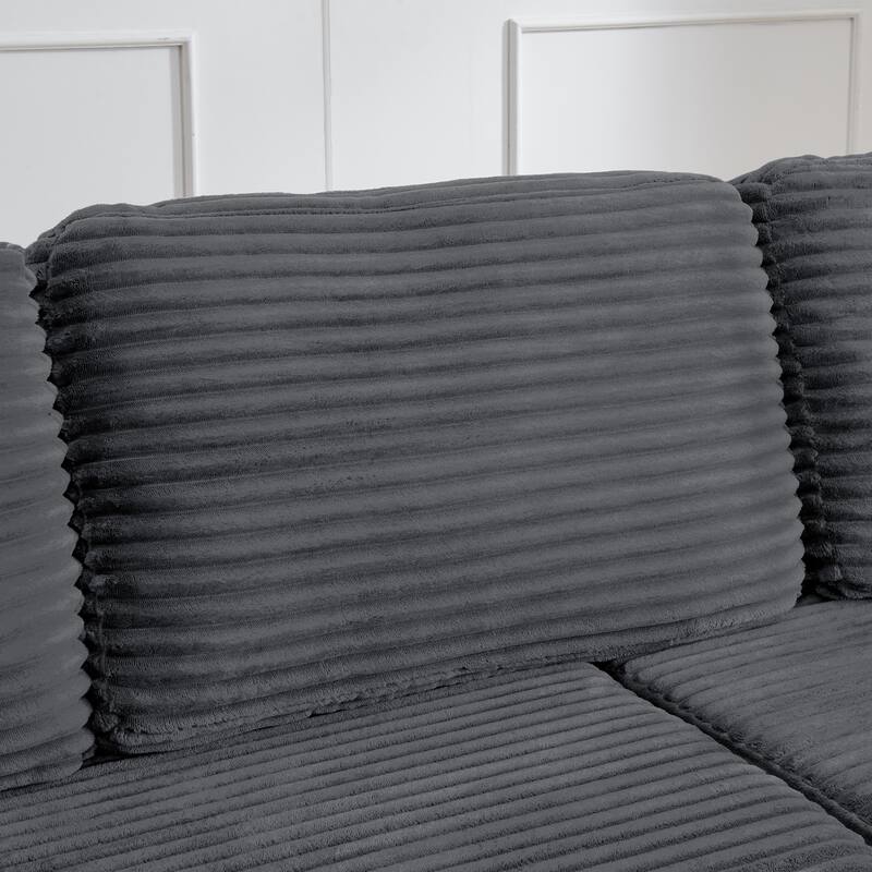 112.6" L-Shaped Modular Sectional Left sofa seat with Queen Sleeper Function, Corduroy Upholstery and No Assembly Required