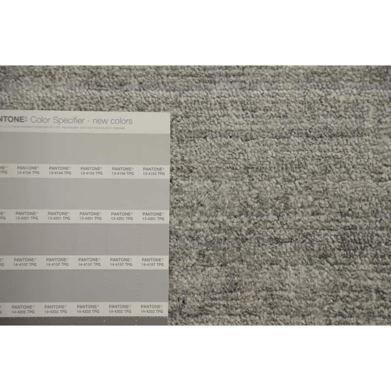 Hand Knotted Oriental Viscose Silk Carpet Tribal Animal Pictorial Greys & Charcoal Gabbeh Area Rug - 11' 7'' X 8' 10''