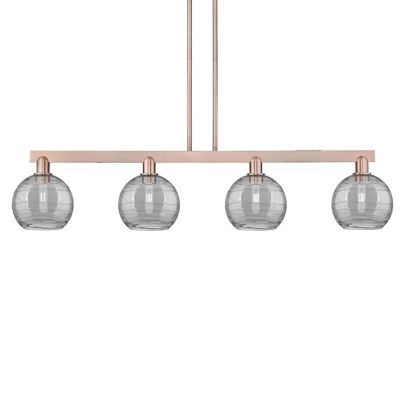 Innovations Lighting 716-4I-11-51 Athens Deco Swirl Linear Athens Deco - Antique Copper / Light Smoke Deco Swirl