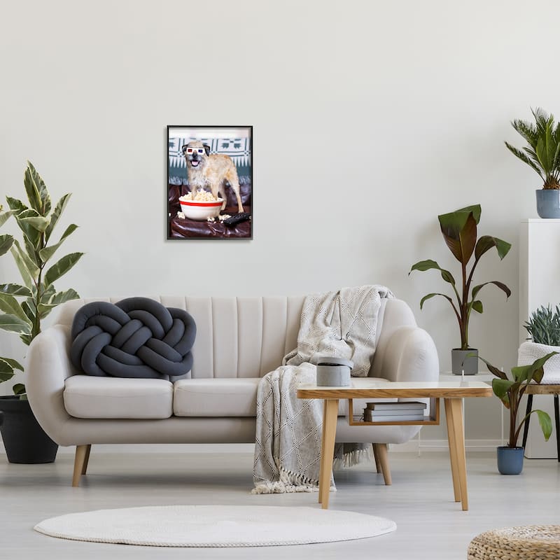 Stupell Dog 3-D Movie Night Couch Snacking Popcorn Framed Wall Art, Design by Michael Quackenbush - Multi