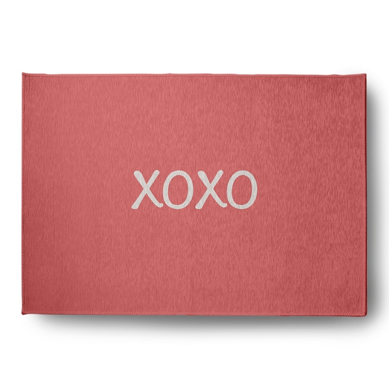 XOXO Valentines Chenille Indoor/Outdoor Rug - Coral - 5' x 7'
