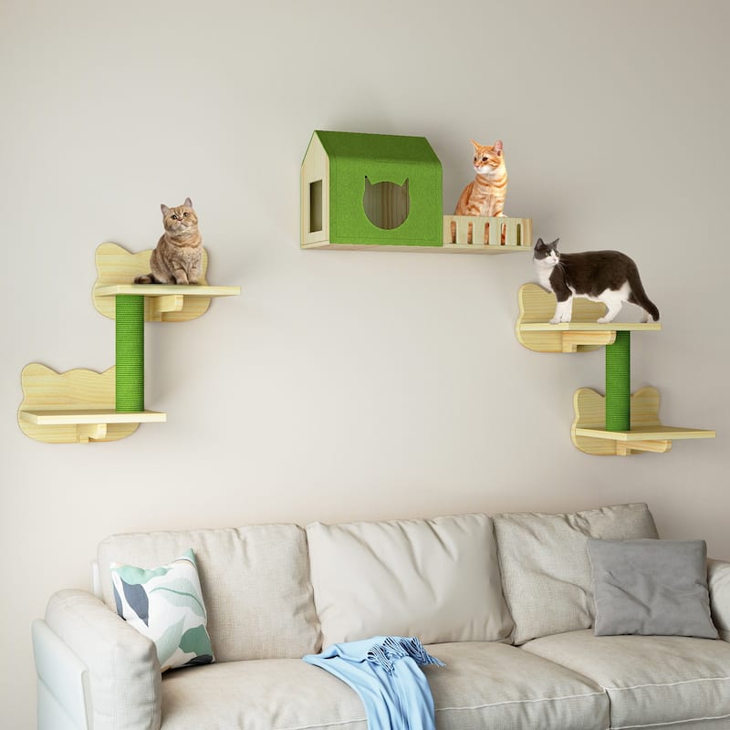 Moasis Wood Wall-Mounted Cat Furniture, Cat Wall Shelves and Perches