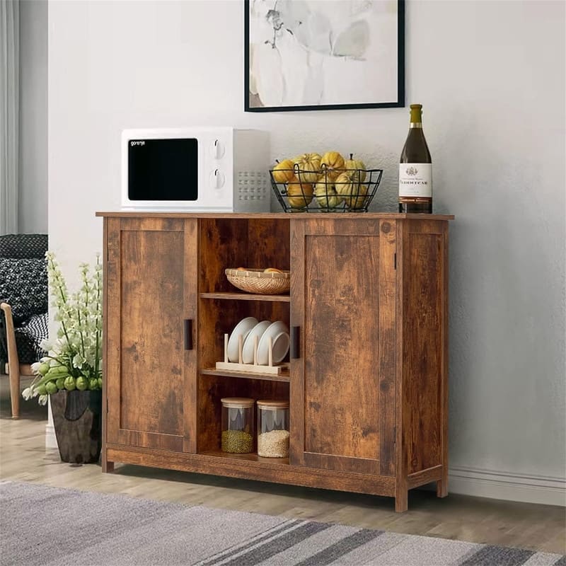 Storage Cabinet with 2 Doors and 4 Storage Shelves - 11.8"D x 35.4"W x 31.7"H