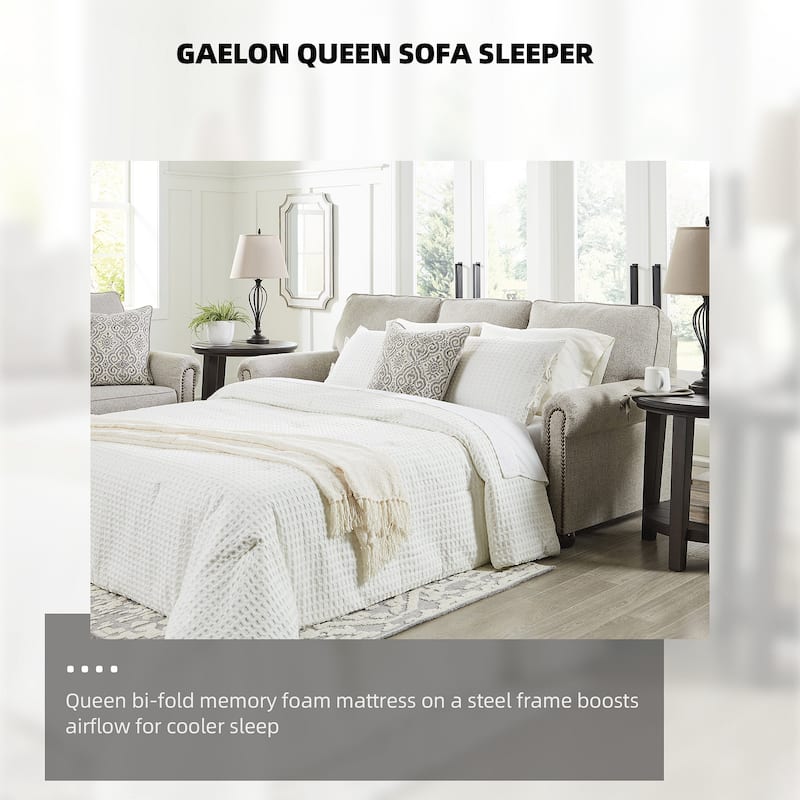 Signature Design by Ashley Gaelon Dune Queen Sofa Sleeper - 87" W x 41" D x 39" H