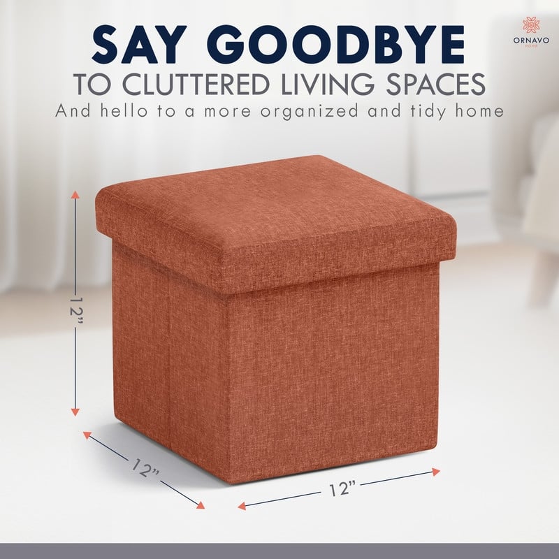 2 Pack Small Foldable Square Storage Ottoman Cube