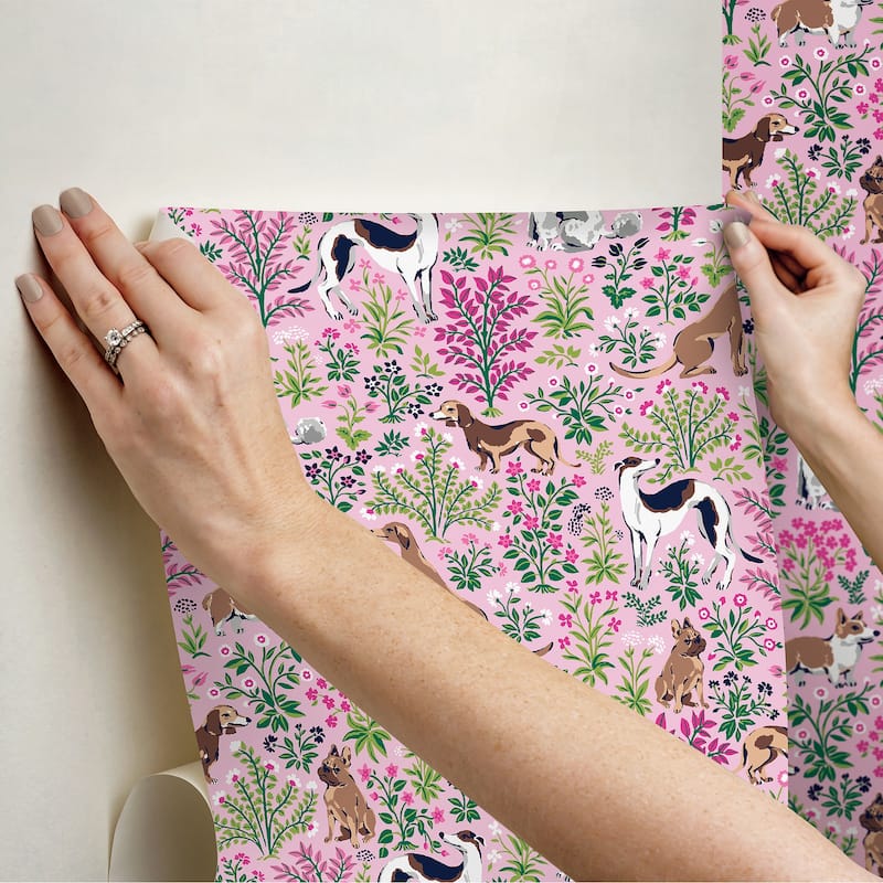 Printfresh Must Love Dogs Pink Peel and Stick Wallpaper