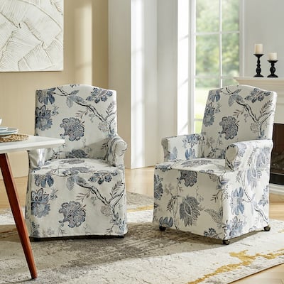 Alethea Upholstered Slipcover Arm Dining Chair with Soild Wood Legs Set of 2 by HULALA HOME