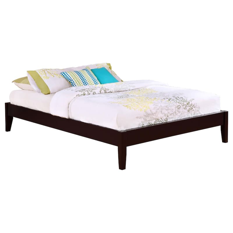 Queen Size Wood Platform Bed with Tapered Legs and Headboard Ready
