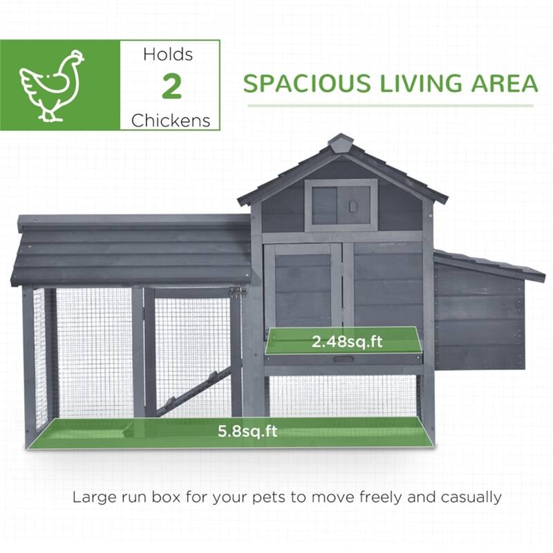 Compact Fir Wood Chicken Coop with Elevated House, Nesting Box, and Ramp