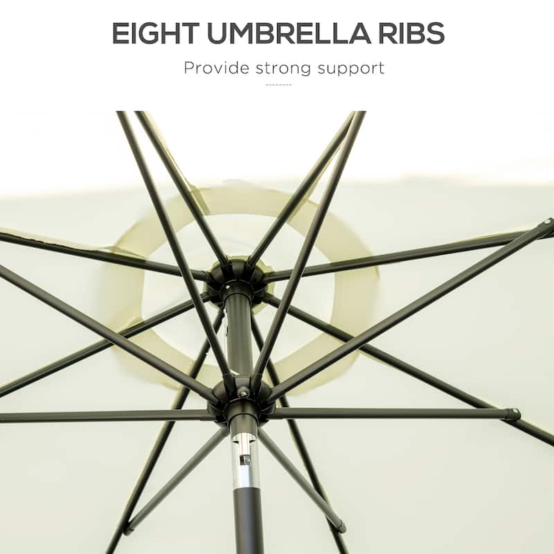 Patio Parasol Outdoor Market Table Umbrella with Button Tilt Crank Tassel and 8 Ribs, for Garden Deck Pool