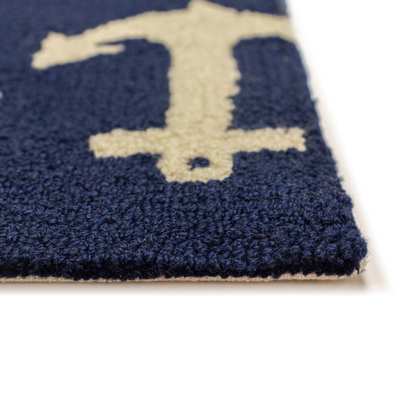 Liora Manne Frontporch Anchor Indoor/Outdoor Rug Navy 5'X7'6"