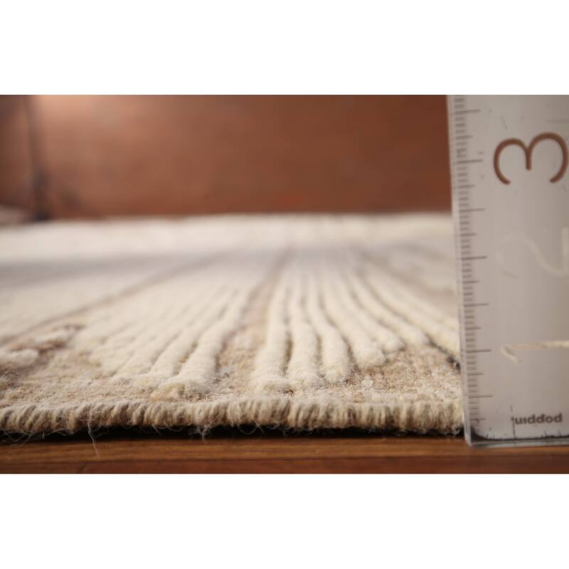 All-Over Striped Moroccan Large Area Rug Hand-Knotted Wool Carpet - 12'8"x 20'3"