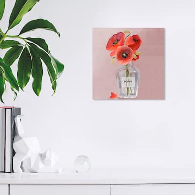 Wynwood Studio Canvas Floral and Botanical Poppy Eau Florale Red and Modern & Contemporary Wall Art Canvas Print