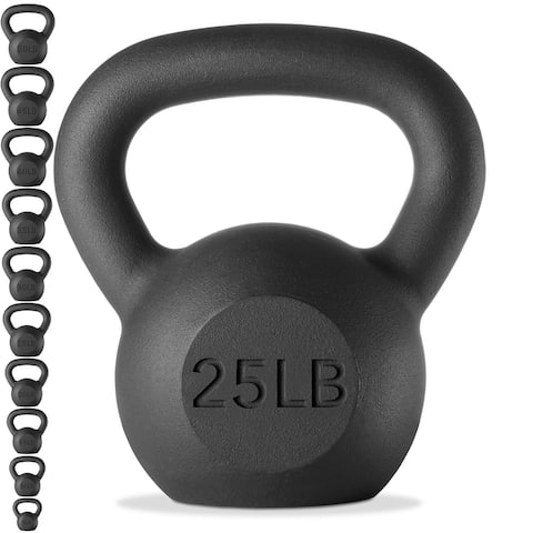 Cast Iron Kettlebells, 5 lb to 50 Pound Weights - Black