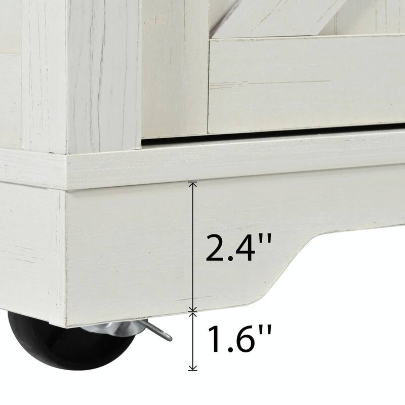 53.5'' Farmhouse Kitchen Island with Power Outlet, Drop Leaf, Spice Rack, Drawer, and Wheels