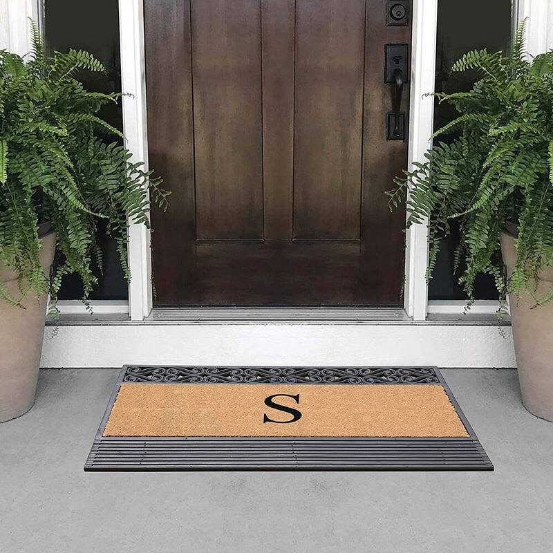 A1HC First Impression Rubber and Coir Rosewood 24" X 36", Heavy Duty Outdoor Monogrammed Doormat