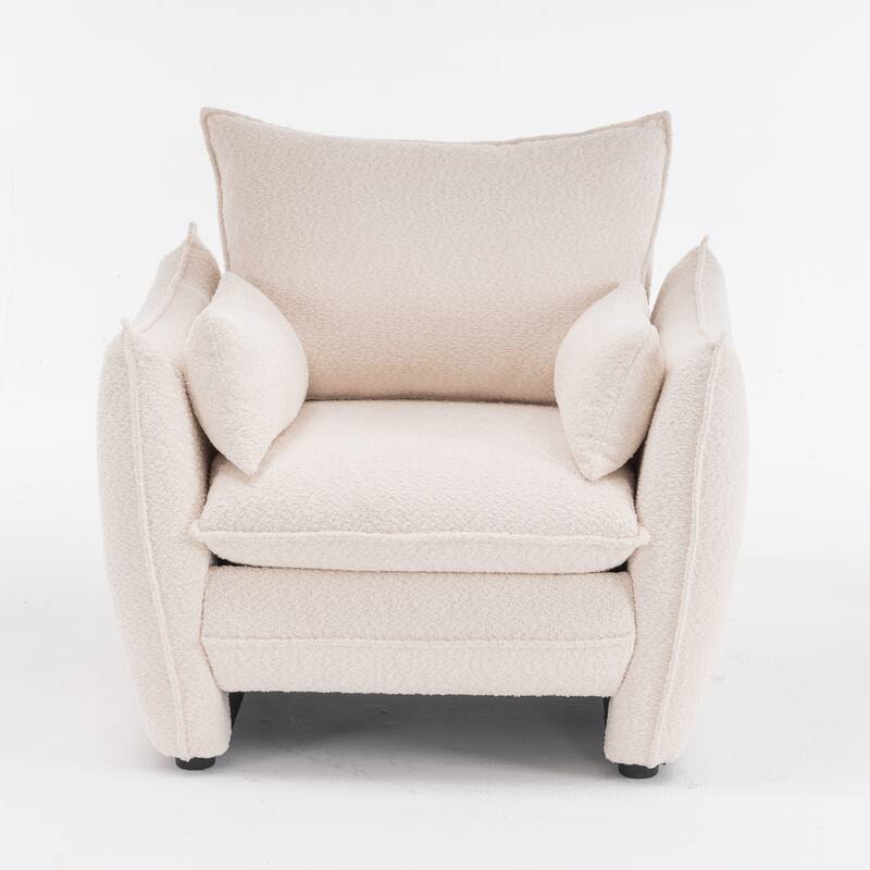 Chenille Sharp-Angle Accent Chairs with Steel Frame and Tool-Free Assembly