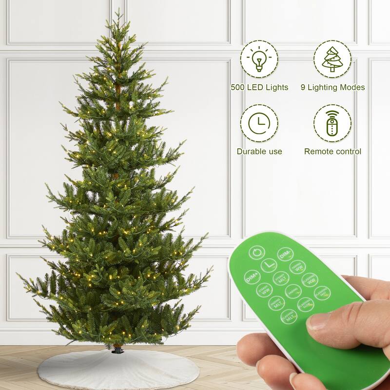 Glitzhome 6FT/7FT Multi-color Lighted Fir Christmas Tree with Remote Controller