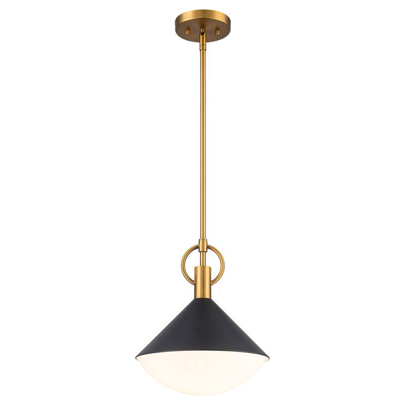 Single Light Cone Metal Pendant with Frosted White Glass Shade