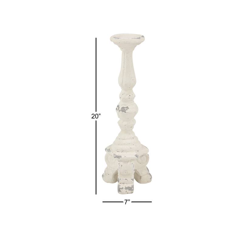 White Fiberglass Vintage Candle Holder 20 x 7 x 7 - 7 x 7 x 20