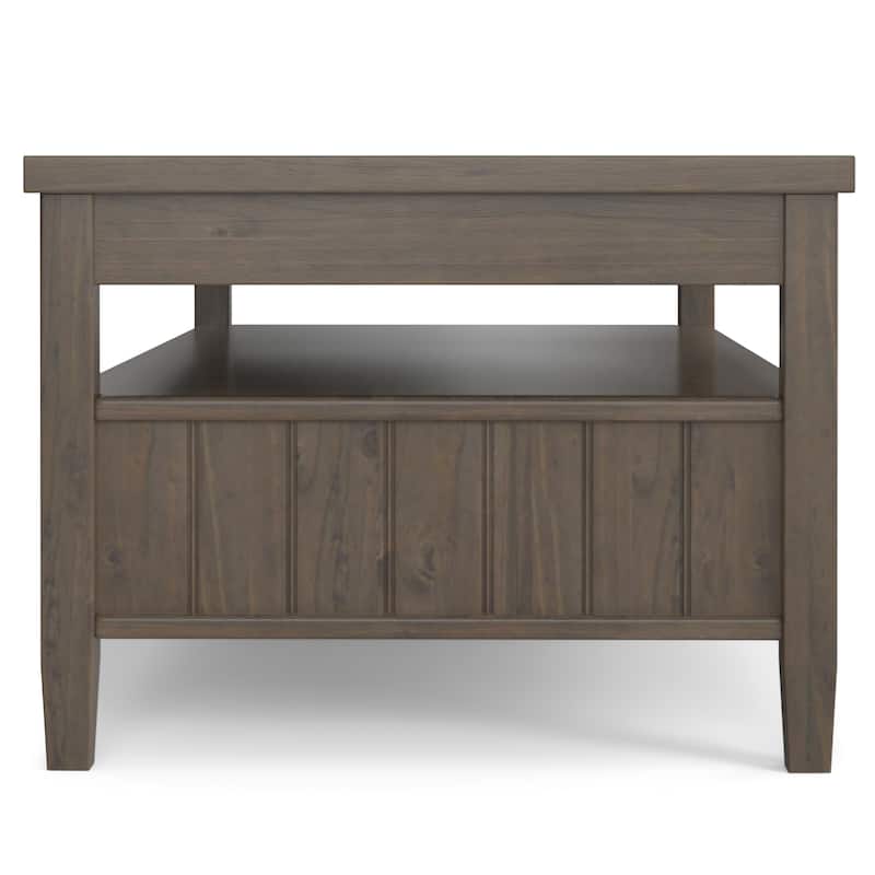 WYNDENHALL Rowan SOLID WOOD 48 inch Wide Rectangle Transitional Lift Top Coffee Table in Smoky Brown - 24"d x 48" w x 18"h