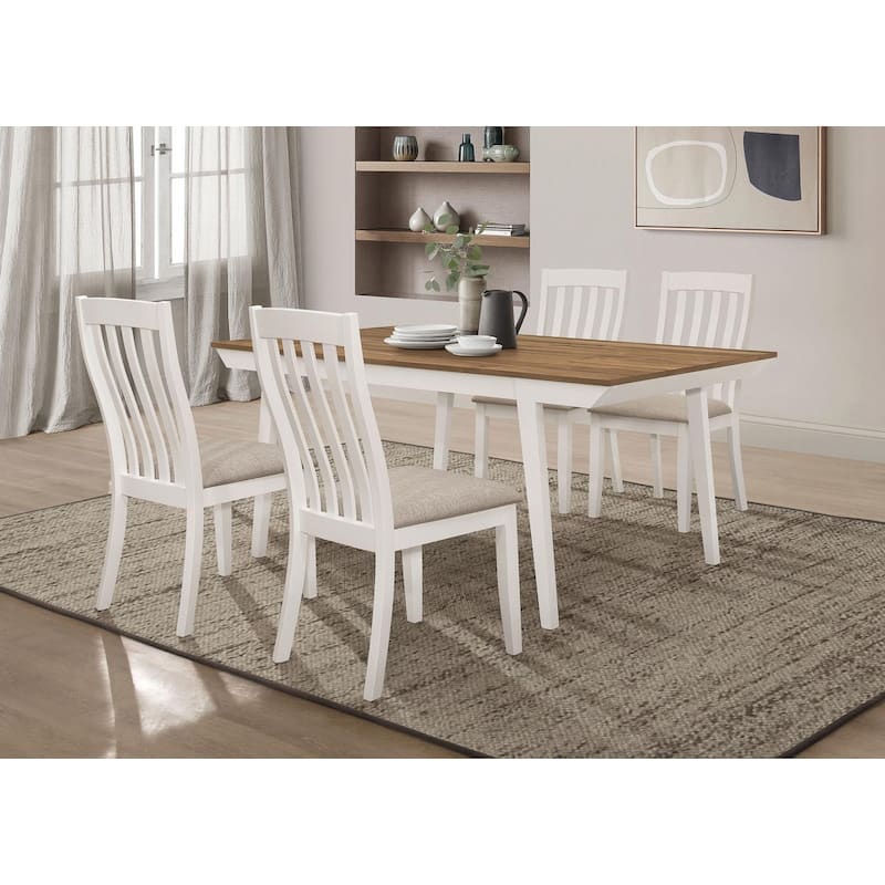 Prospect Natural Acacia and Off White 5-piece Dining Table Set