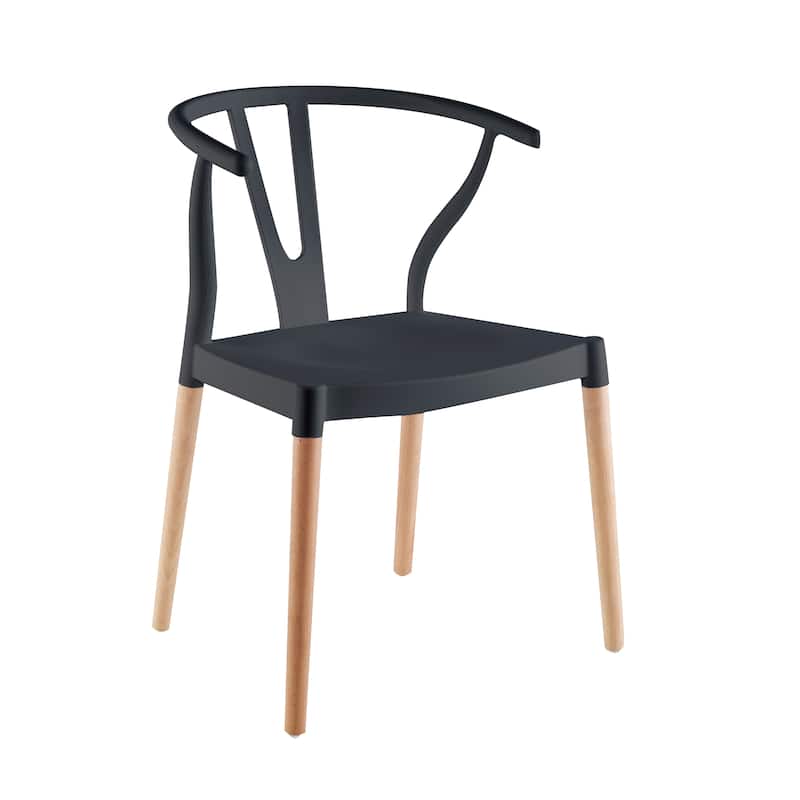 Porthos Home Lyra Plastic Dining Chairs with Beechwood Legs, Set of 2