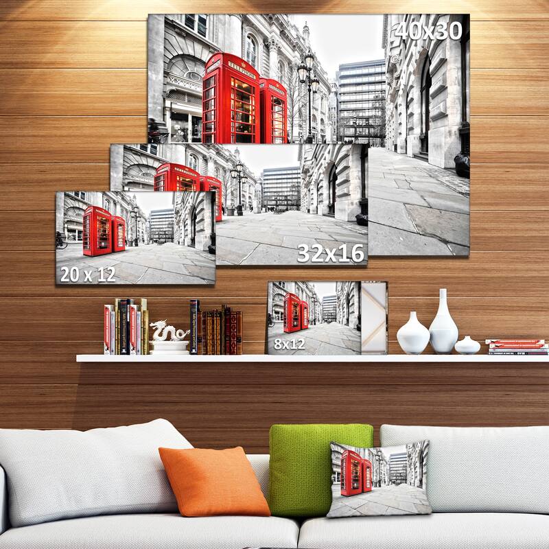 Phone Booths on Street - Cityscape Canvas print