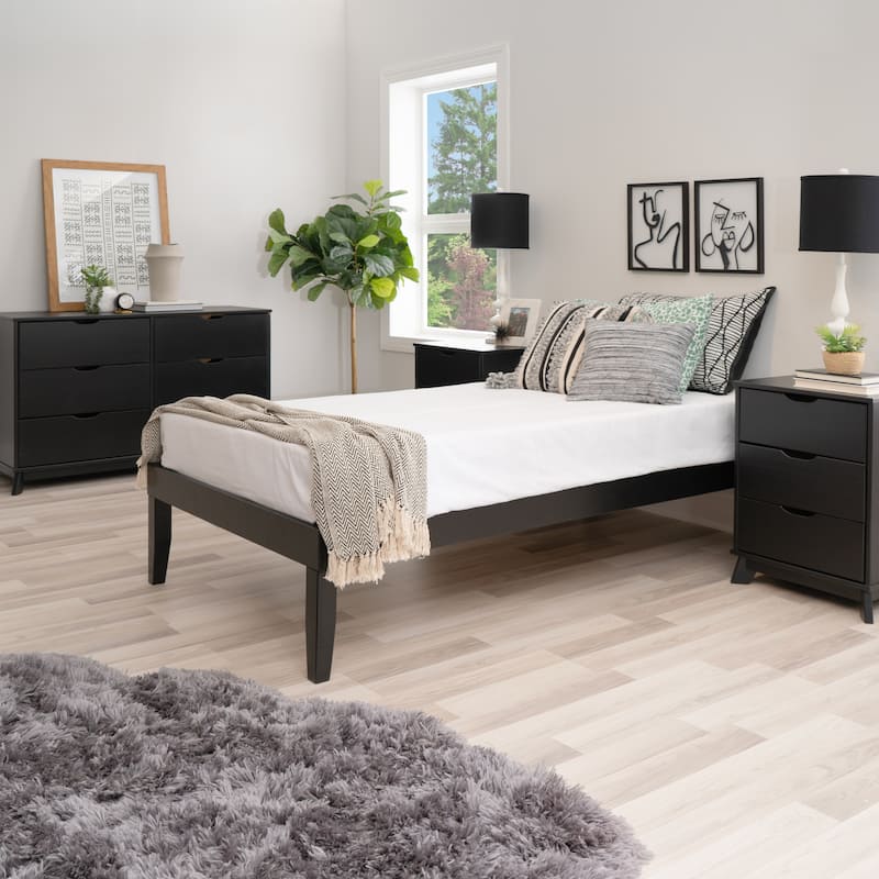 Purcell 4-Piece Bedroom Set with 6-Drawer Dresser and 2 Nightstands - Black - Twin