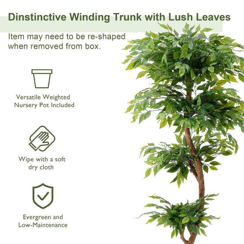 Glitzhome 3ft-6ft Set of 2 Artificial Olive Trees/ Bamboo/ Ficus with Ceramic Planters Real Touch