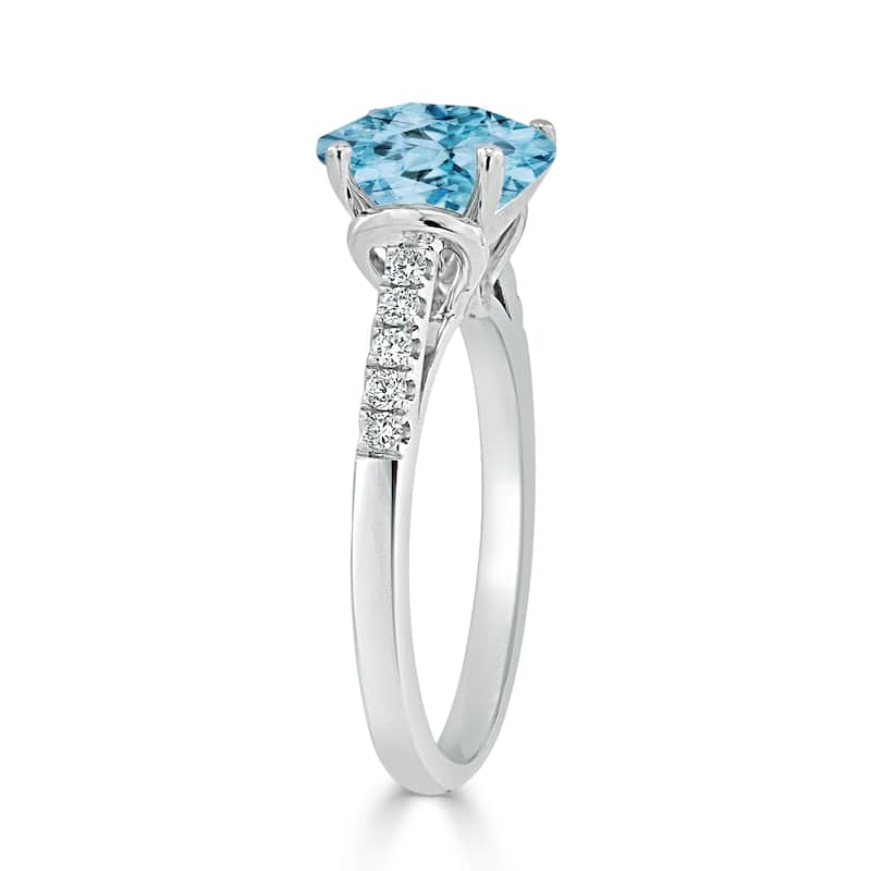 Auriya 2ct Fancy Oval Sky Blue Topaz and Diamond Engagement Ring 1/6ctw 14k Gold