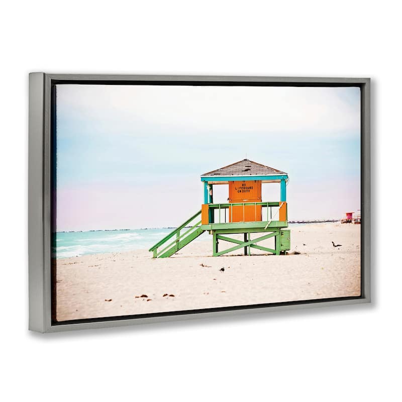 Stupell No Lifeguard On Duty Framed Floater Canvas Wall Art Design By Seven Trees Design