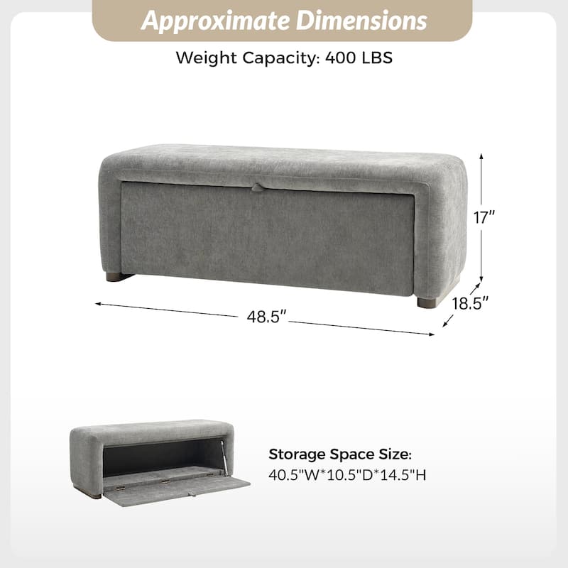 Gustavo Contemporary Storage Bench with Solid Wood Legs by HULALA HOME