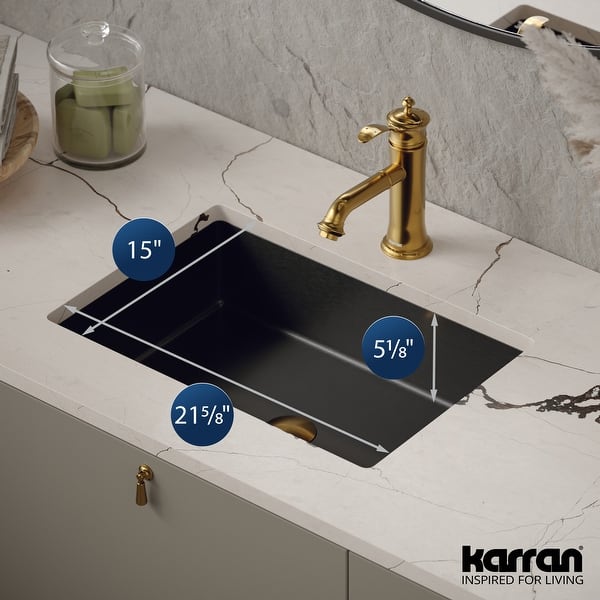 dimension image slide 0 of 3, Karran Cinox Stainless Steel Rectangular Undermount Sink
