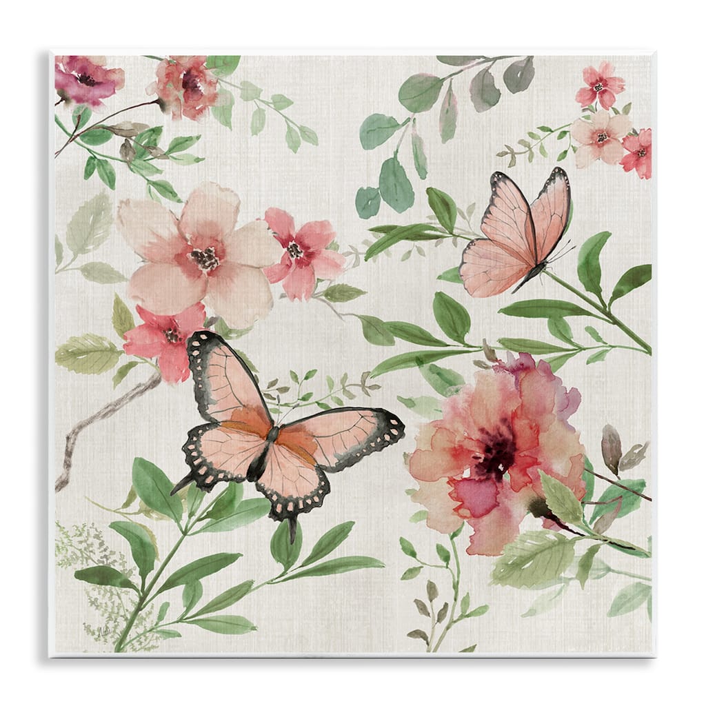 Stupell Country Cottage Florals in Pink Wall Plaque Art Design By Nan