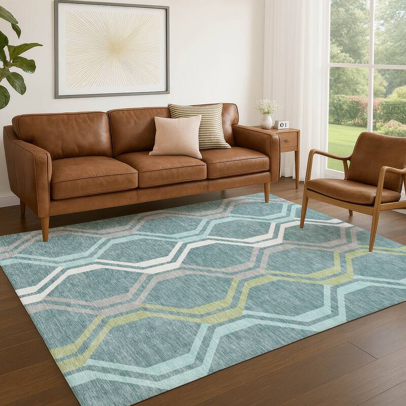 Machine Washable Indoor/ Outdoor Contemporary Dimensions Chantille Rug