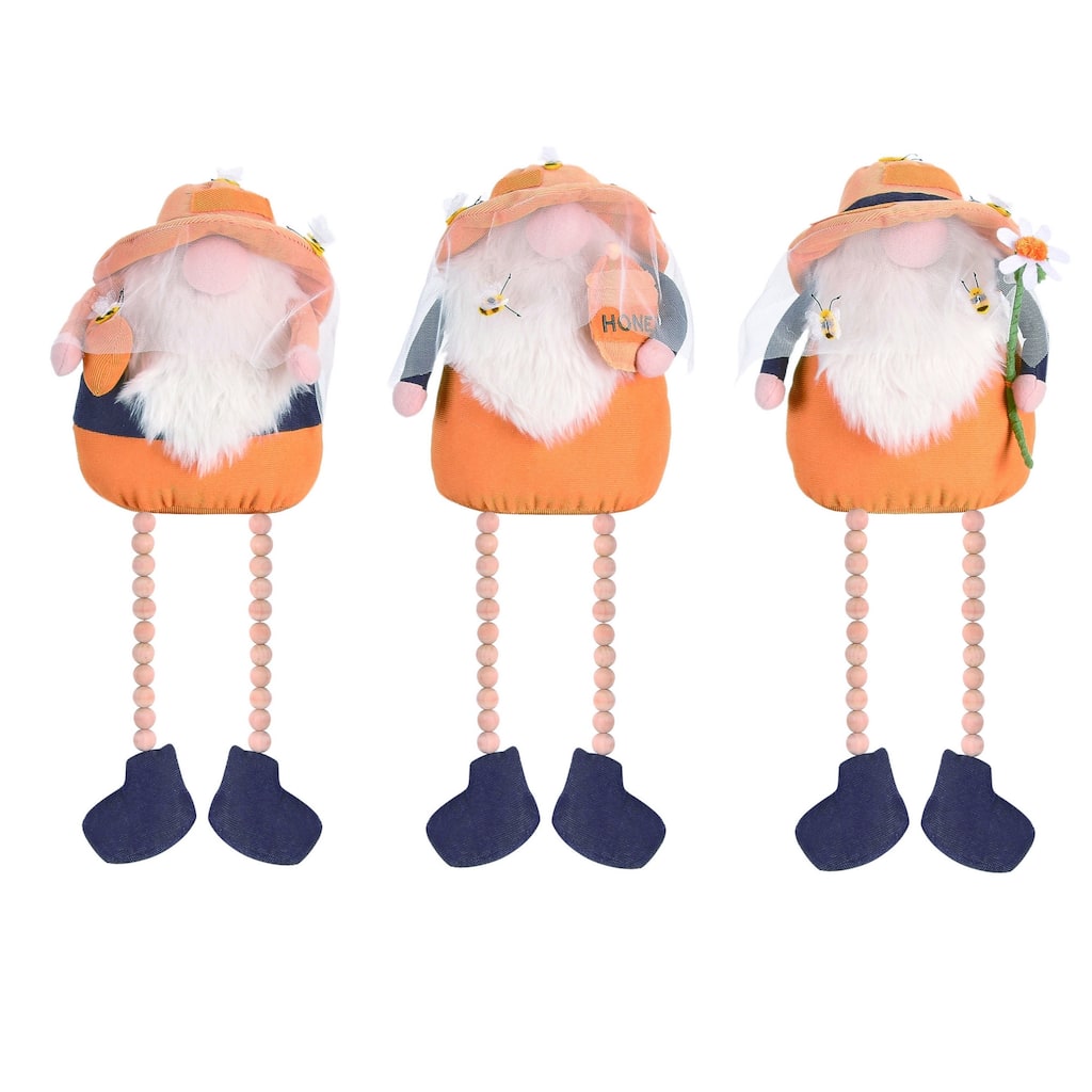 Transpac Plush Beekeeper Gnome Sitter Set of 3 Spring Home Decorations