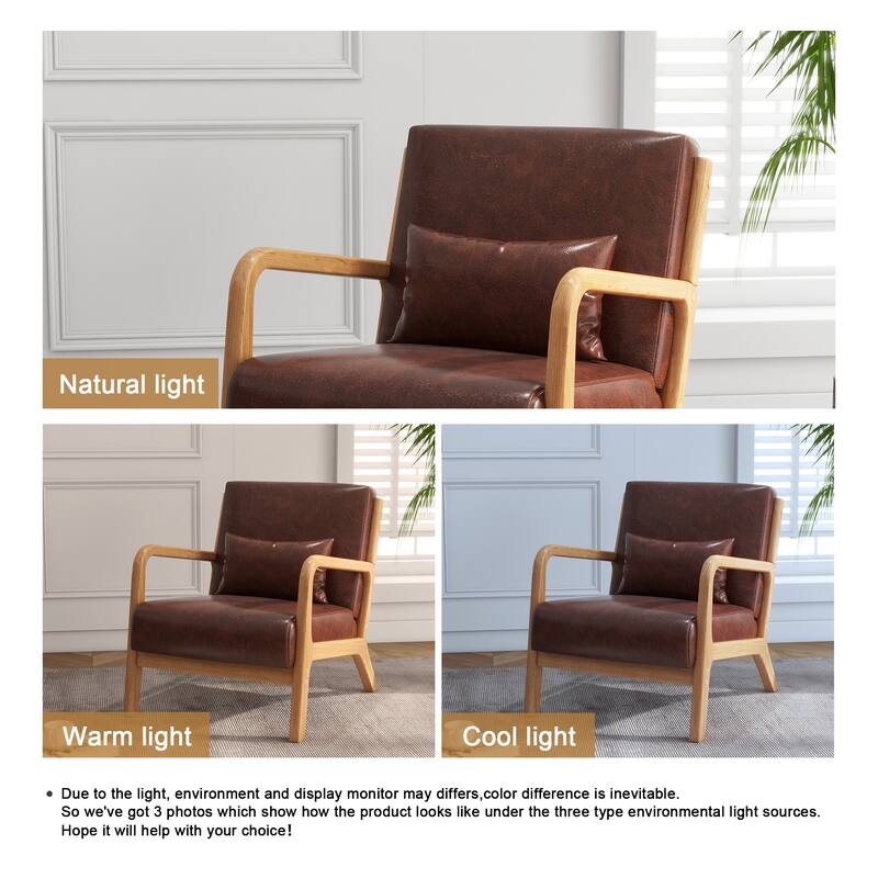 Mid Century Solid Wood Upholstered Accent Chair